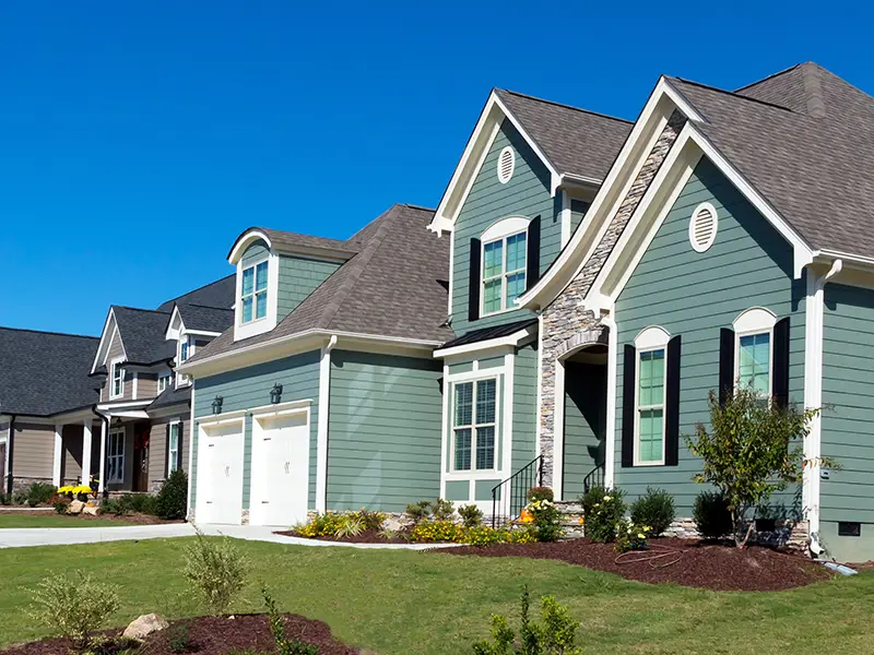 Row of houses in neighborhood